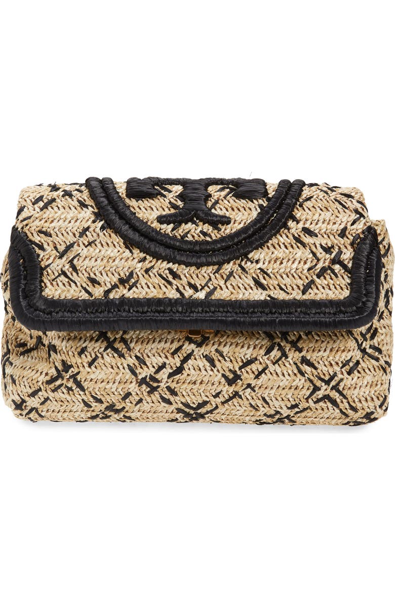 Tory Burch Small Fleming Straw Clutch, Main, color,