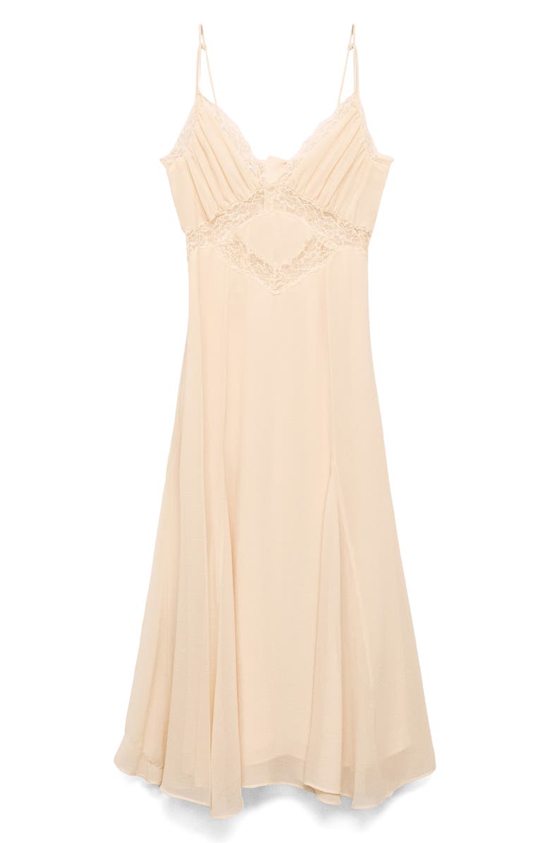 MANGO Lace Trim Midi Dress, Alternate, color, Pastel Green