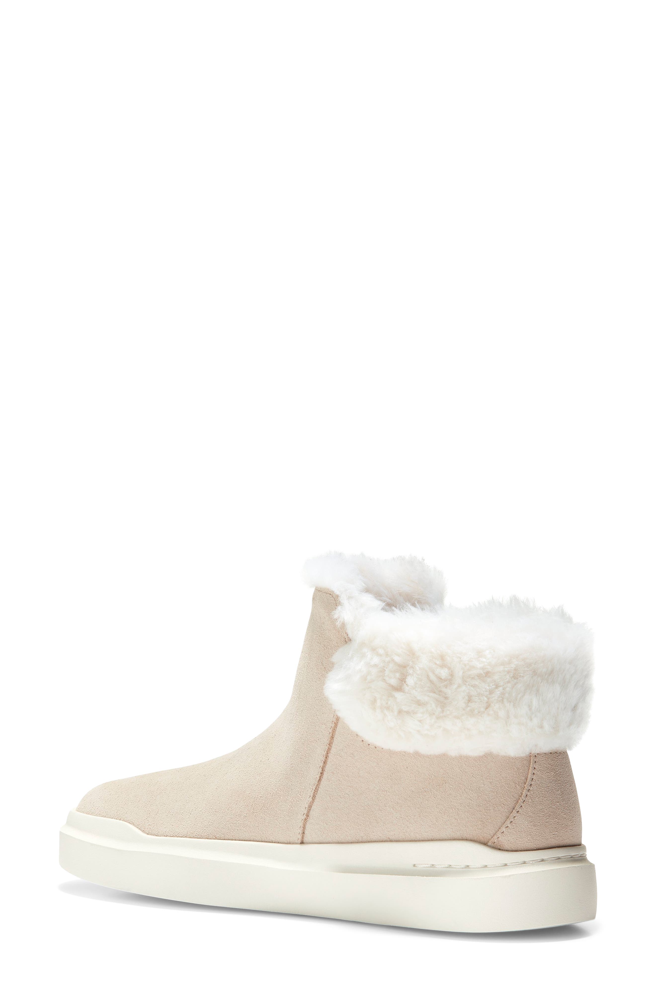 Grandpro Rally Faux Fur Trim Bootie, Alternate, color, BEIGE SUEDE/ FAUX SHEARLING WP