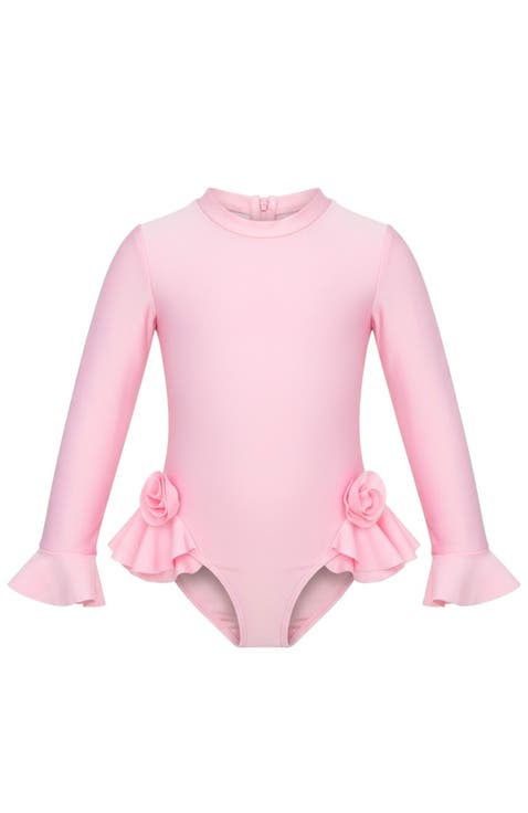 Rose Petal Rash Guard One-Piece Swimsuit (Toddler, Little Kid & Big Kid)