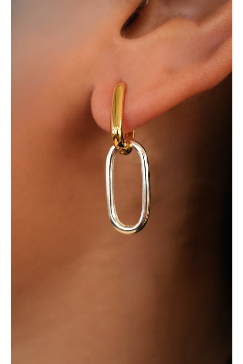 Two-Tone Link Earrings, Alternate, color, GOLD/ SILVER