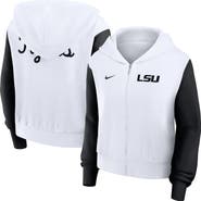 Nike Women's Nike White LSU Tigers Cropped Color-Block Script Full-Zip Hoodie