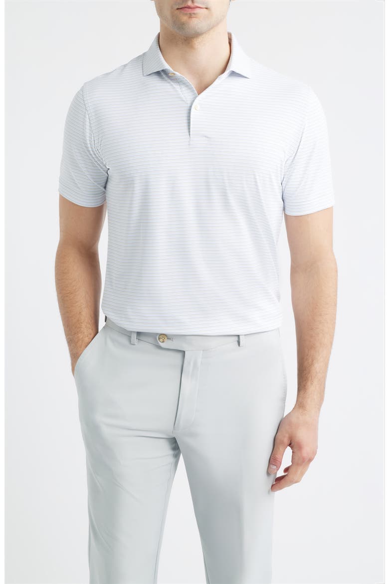 Echo Performance Jersey Golf Polo, Main, color, WHITE / BLUE BRISK