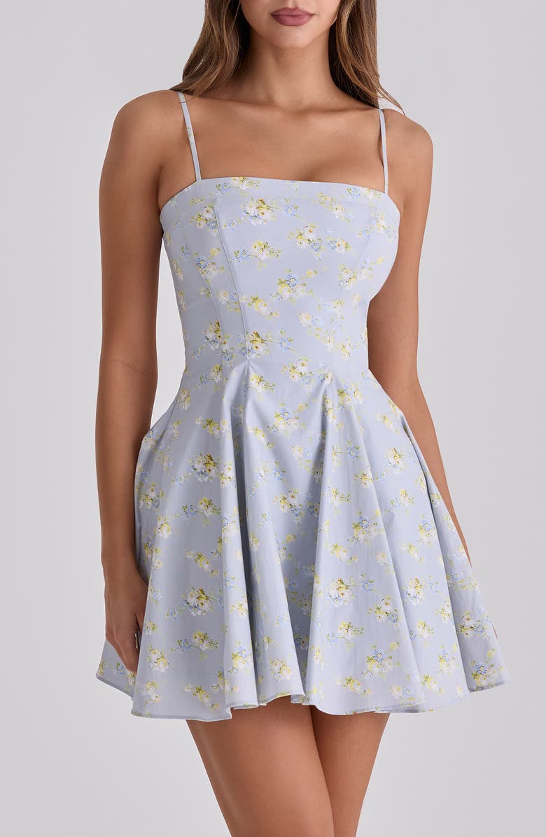 HOUSE OF CB Dolly Wildflower Print Fit & Flare Minidress, Alternate, color, Blue Wildflower