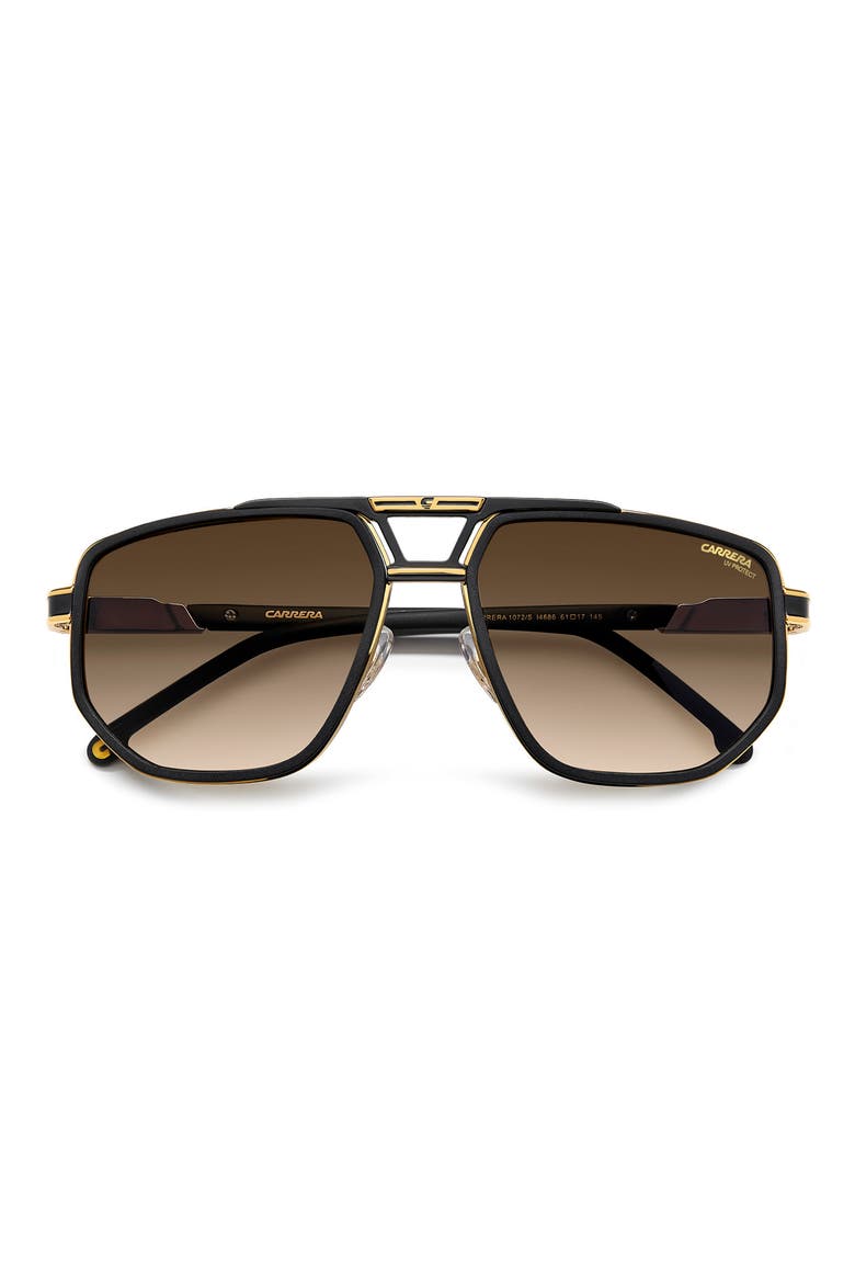 61mm Gradient Geometric Square Sunglasses, Alternate, color, BLACK GOLD/ BLACK BROWN GREEN