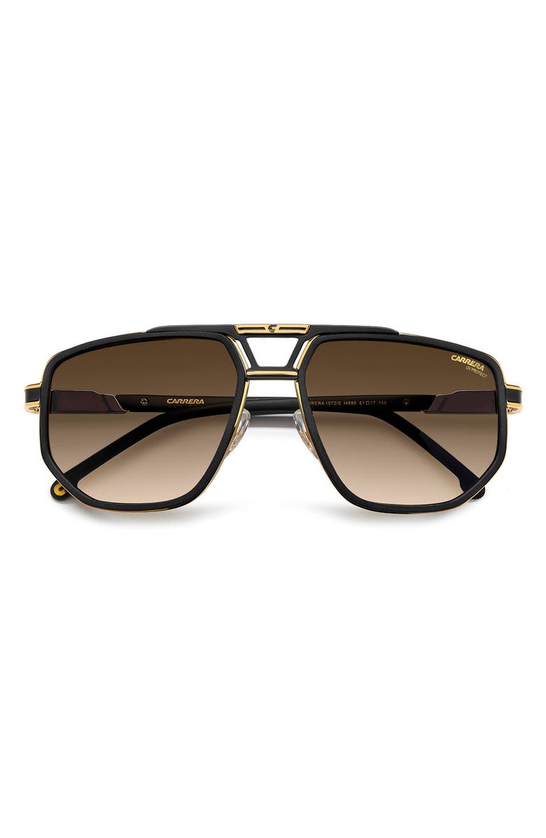Carrera Eyewear 61mm Gradient Geometric Square Sunglasses, Alternate, color, Black Gold/ Black Brown Green