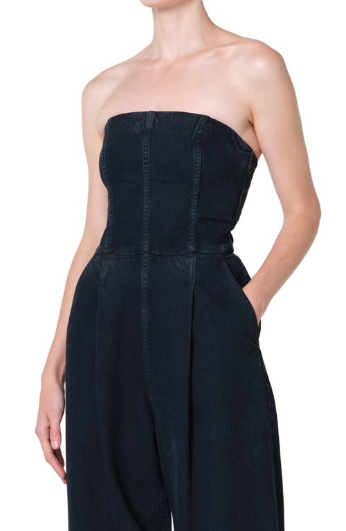 Agolde Agyness Strapless Wide Leg Denim Jumpsuit