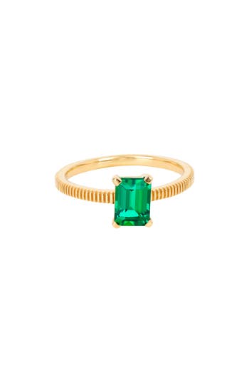 Ys Gems Lab-grown Zambian Emerald Ring In Green
