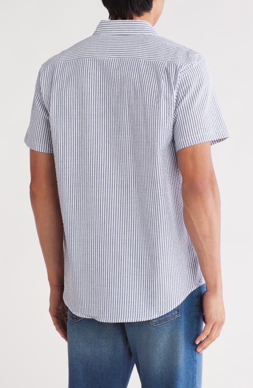Joe's Stripe Cotton Seersucker Short Sleeve Button-up Shirt In Blue
