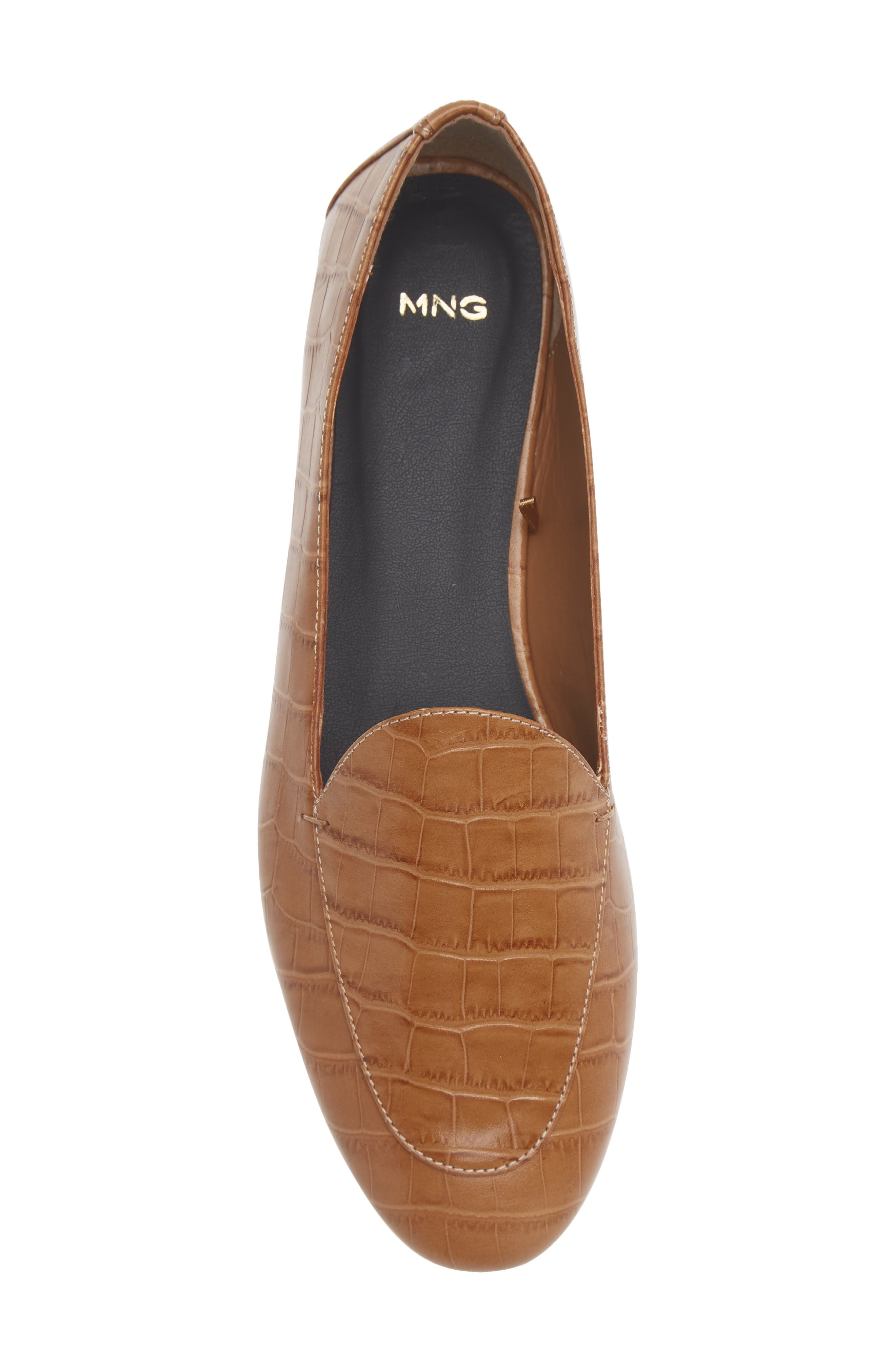Croc Embossed Leather Loafer, Alternate, color, COGNAC