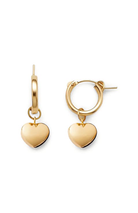 Puffy Heart Hoop Charm Earrings