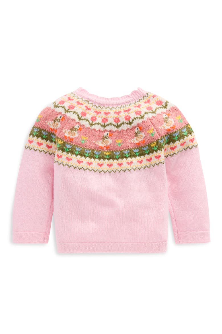 Fair Isle Cardigan, Alternate, color, CHALK PINK GEESE FAIR ISLE