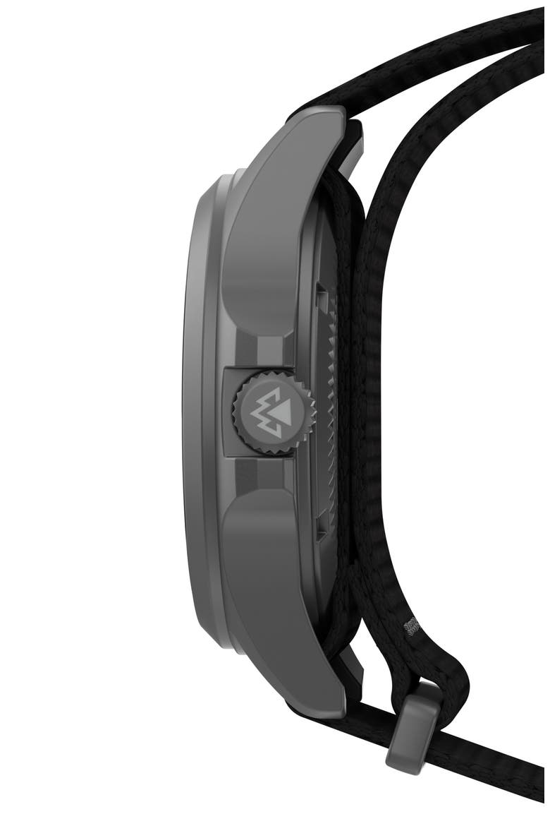 Expedition North Field Post Solar Webbing Strap Watch, 41mm, Alternate, color, BLACK
