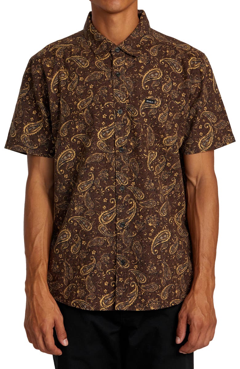 RVCA Rvgazi Floral Short Sleeve Button-Up Shirt, Main, color, 
