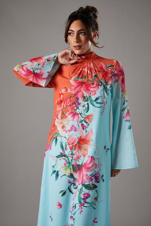 Coast Printed Tie Back Column Maxi Dress In Gold