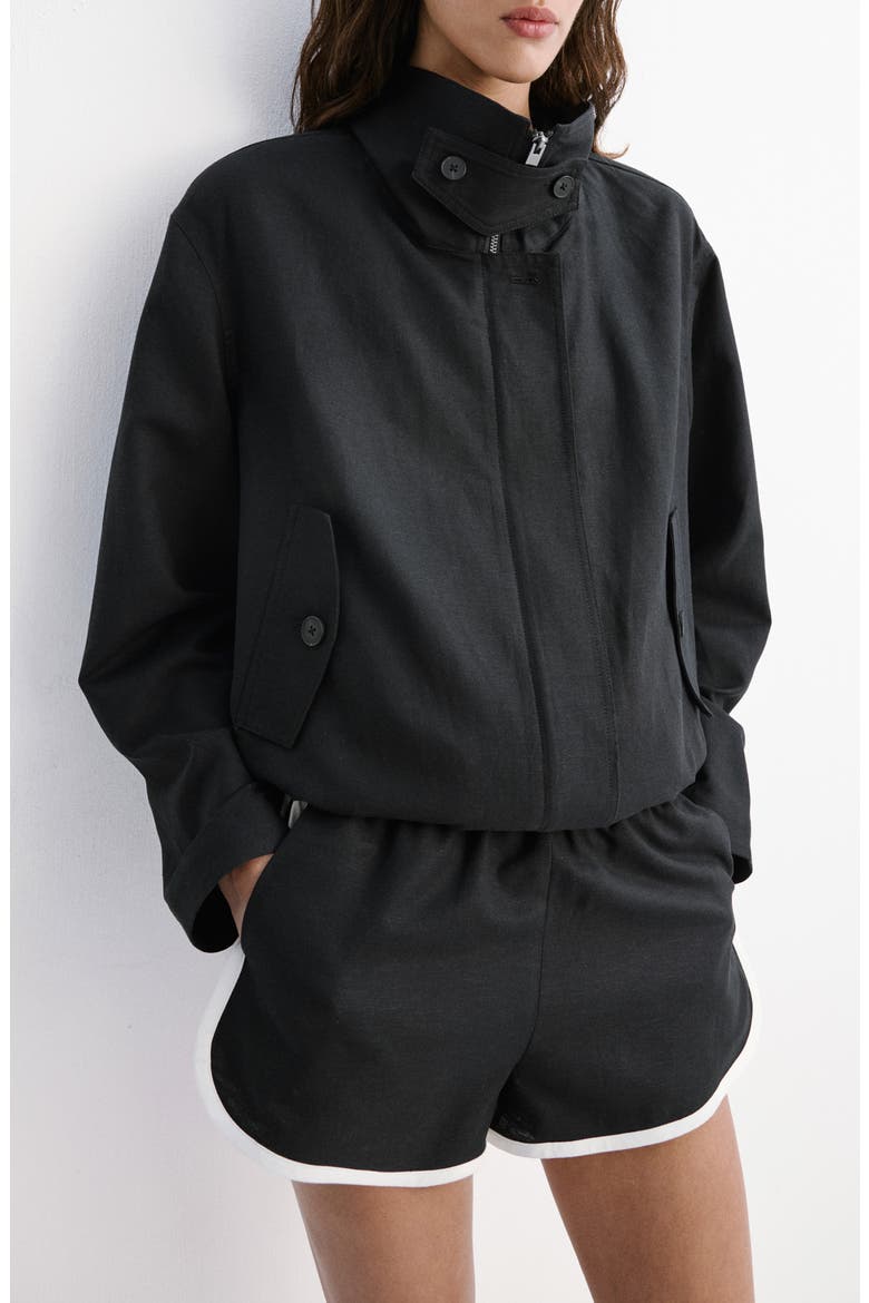 Funnel Neck Bomber Jacket, Main, color, BLACK