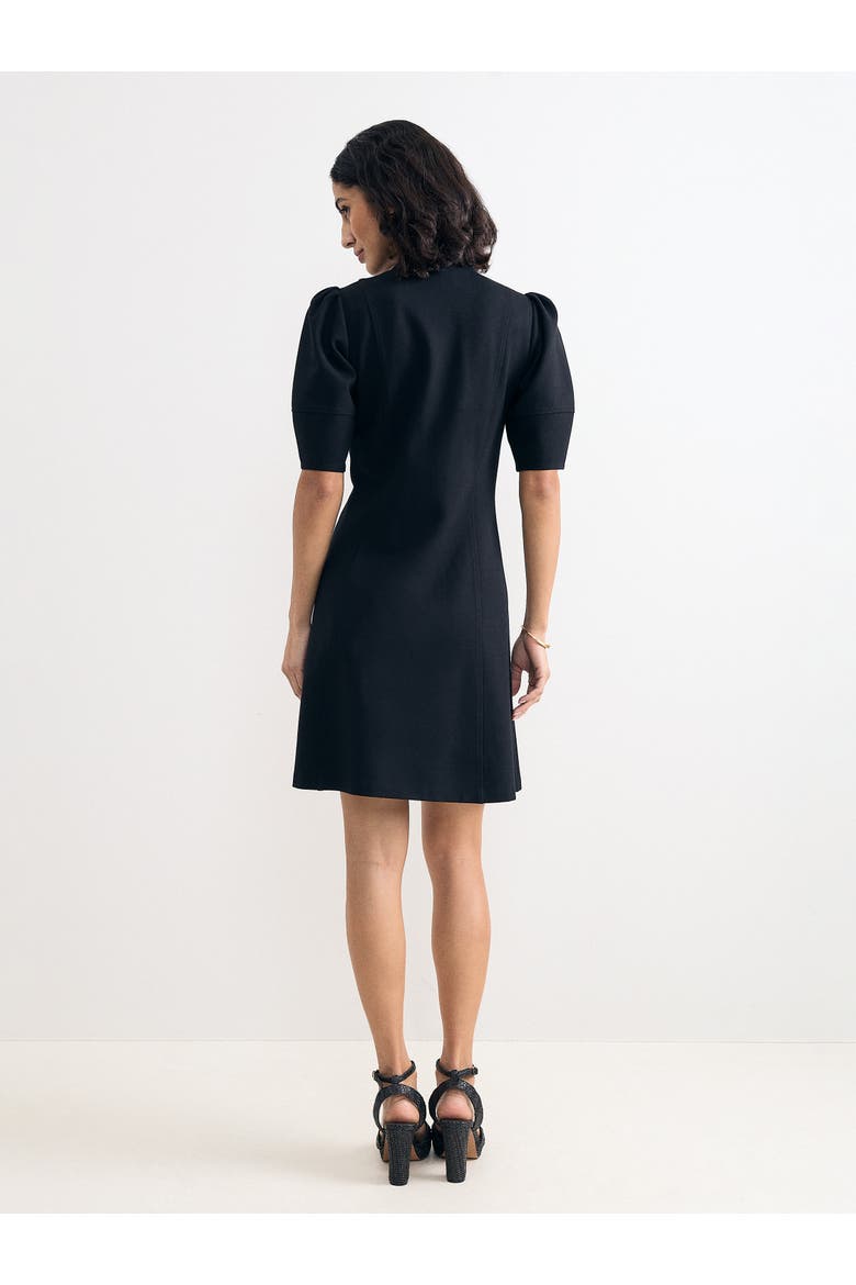 Alima Ponte Zip A-Line Dress, Alternate, color, Black