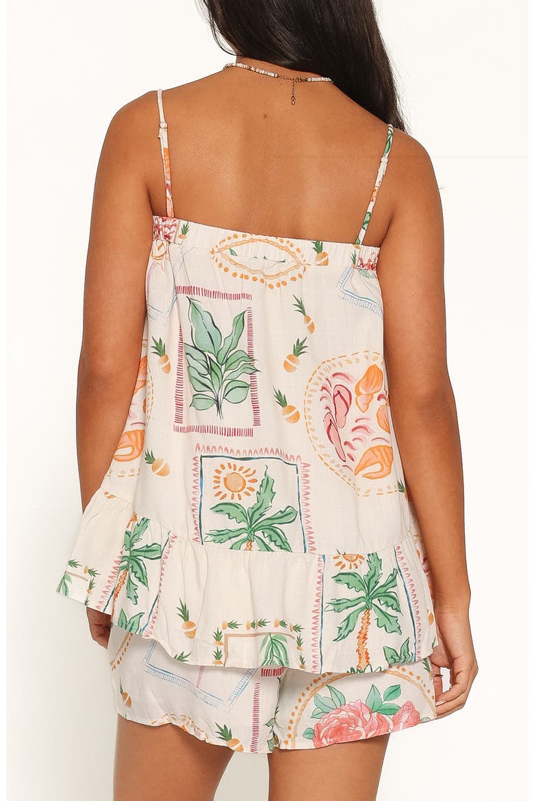 Narella Two-Piece Camisole & Shorts Set, Alternate, color, CREAM PALM PRINT