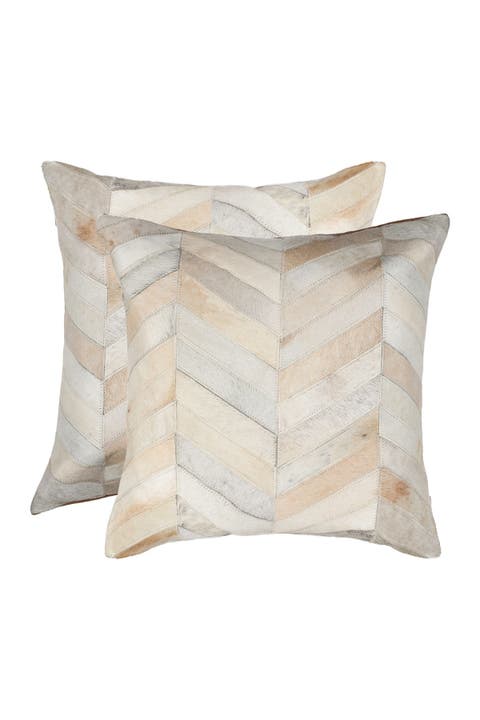 Torino Madrid Genuine Cowhide 18"x18" Pillow - Set of 2 - Natural