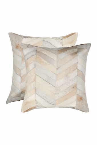 Torino Madrid Genuine Cowhide 18"x18" Pillow - Set of 2 - Natural