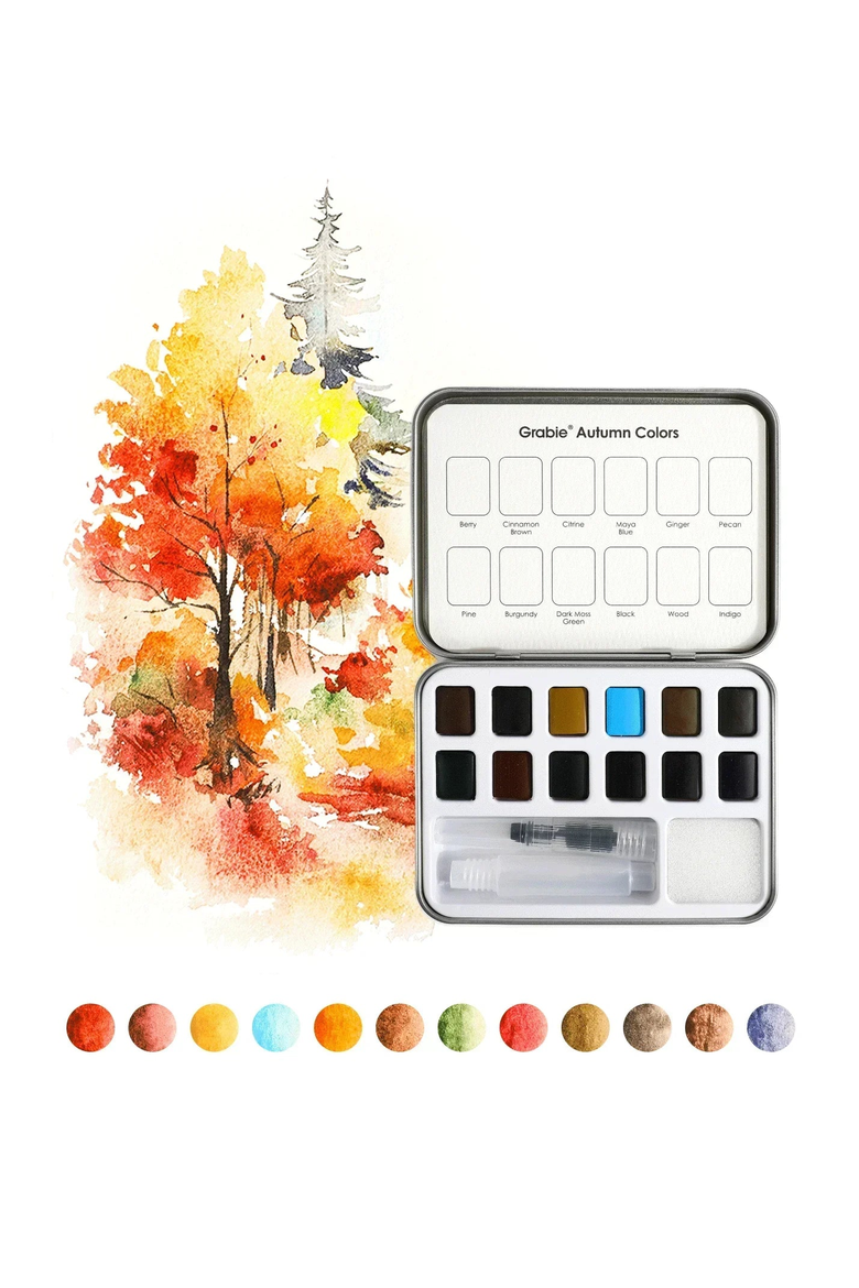 Autumn Themed Watercolor Coloring Club Box, Alternate, color, Autumn