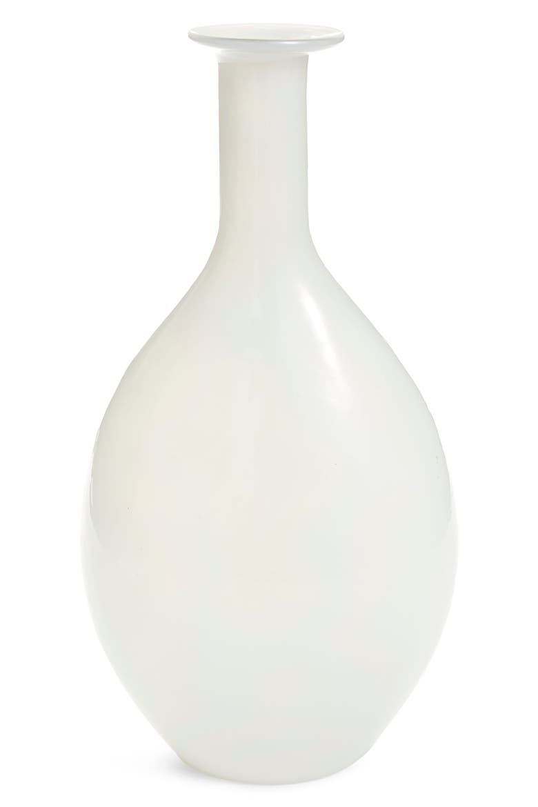 Tall Opal Milky Glass Vase, Main, color, WHITE