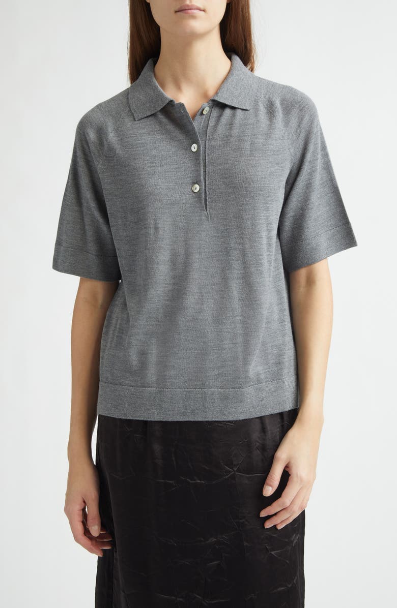 NACKIYÈ Virgin Wool & Silk Polo, Main, color, Gris