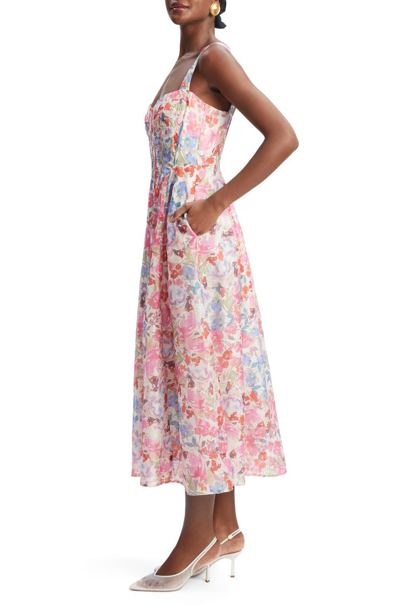 Bardot Lilah Floral Corset Midi Dress, Alternate, color,