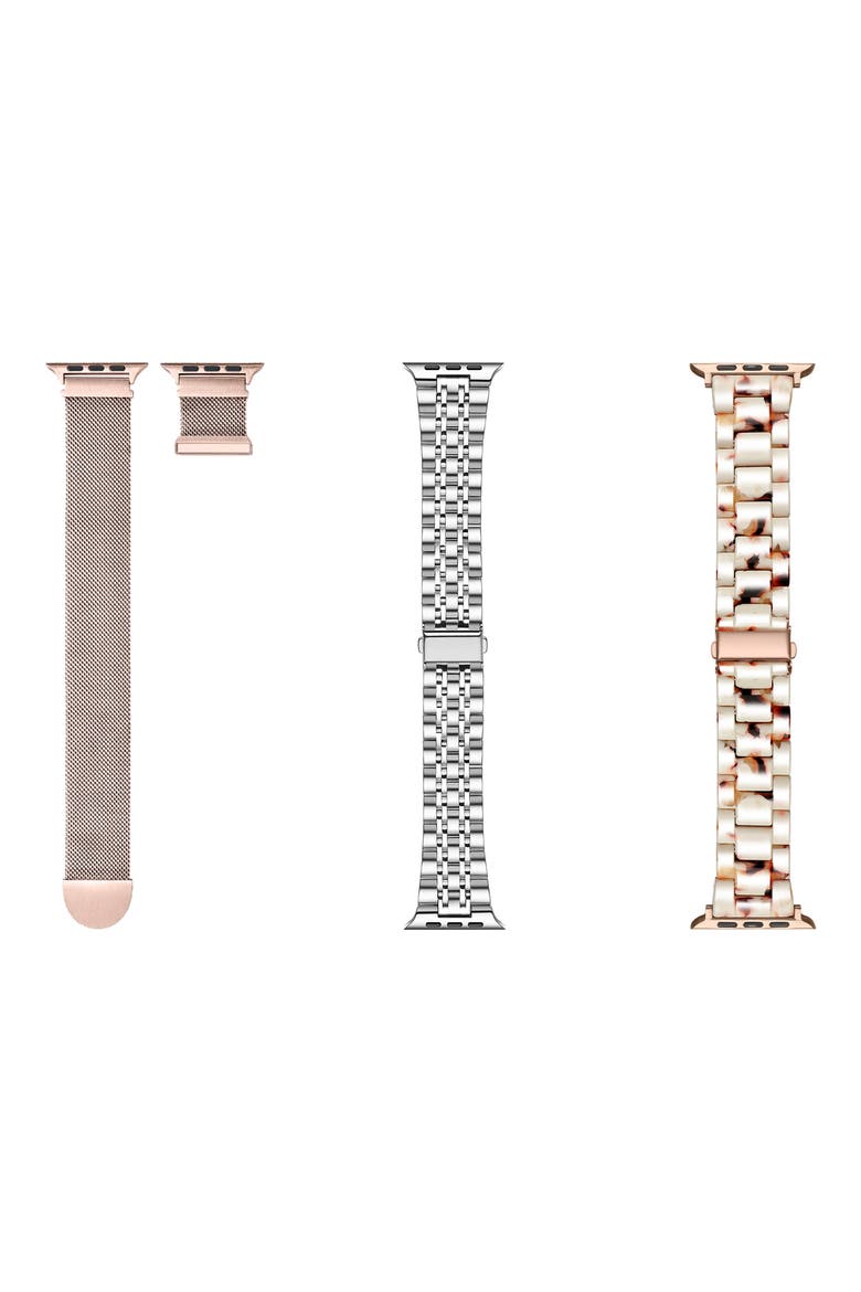 Assorted 3-Pack Apple Watch® Watchbands, Main, color, SILVER/ ROSE GOLD/ IVORY