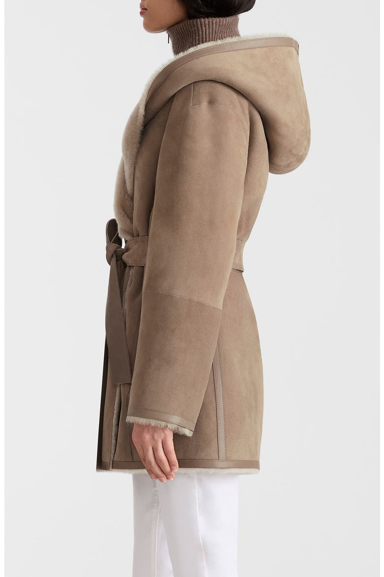 Valencia Reversible Genuine Shearling Wrap Coat, Alternate, color, TRUFFLE-TAUPE