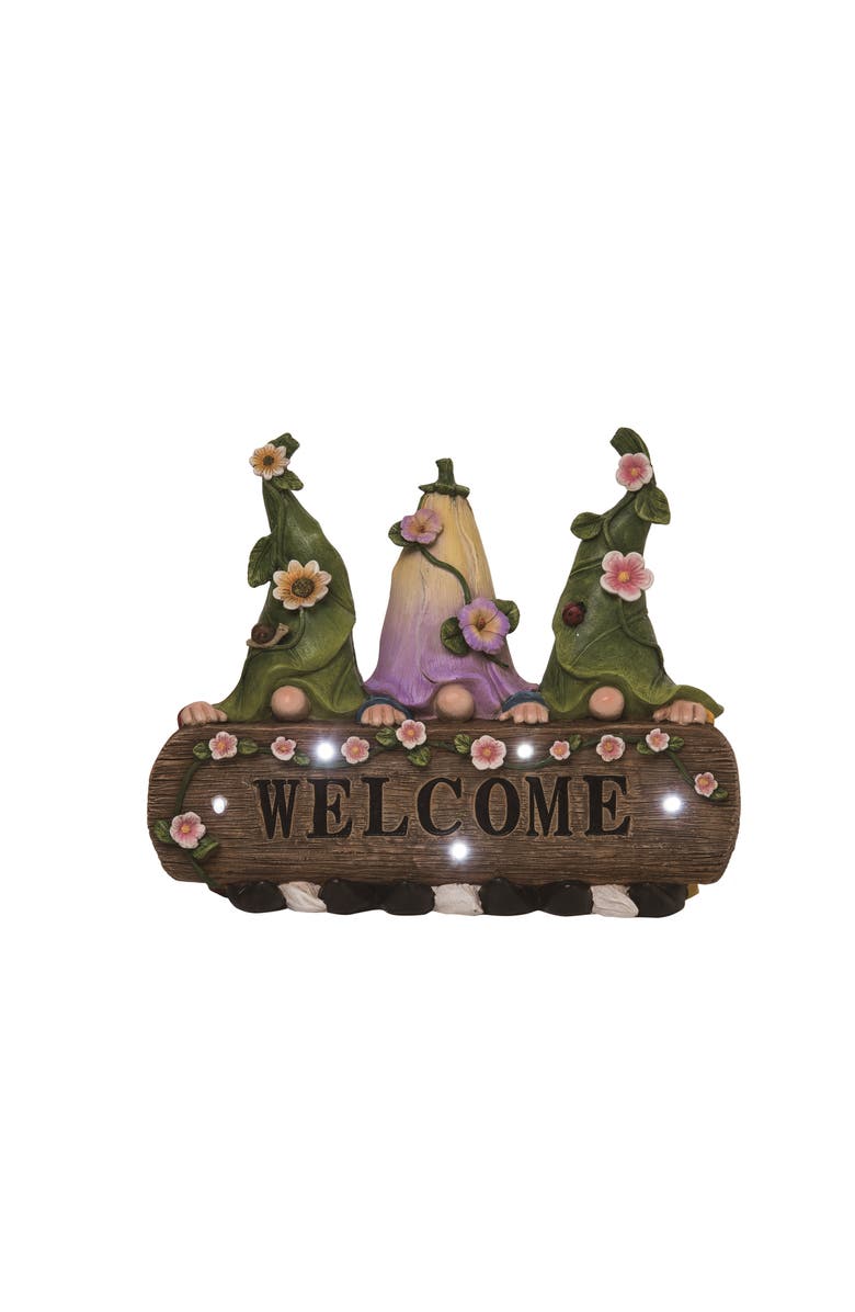 Transpac 11.5 Inch Multicolor Spring Solar Welcome Gnome Garden Decor Polyresin Decorative Object for Spring, Main, color, Multicolored