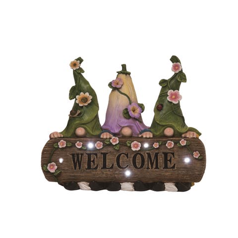 11.5 Inch Multicolor Spring Solar Welcome Gnome Garden Decor Polyresin Decorative Object for Spring