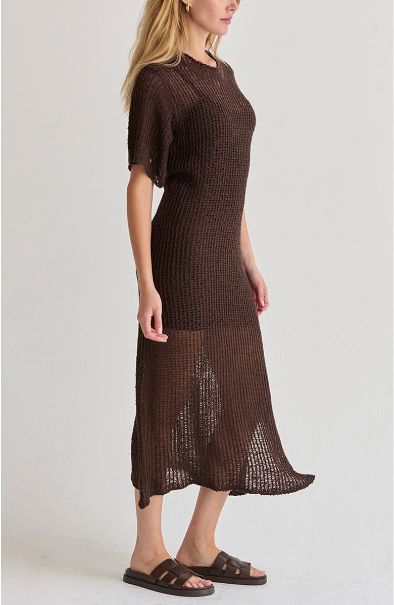 CRESCENT Netted Knit Dress, Alternate, color, Brown