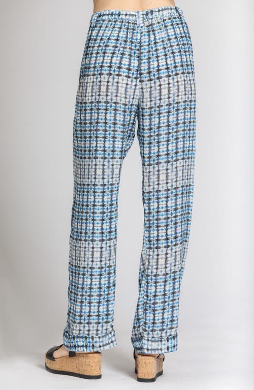 Apny Belted Print High Waist Pants In Blue Multi