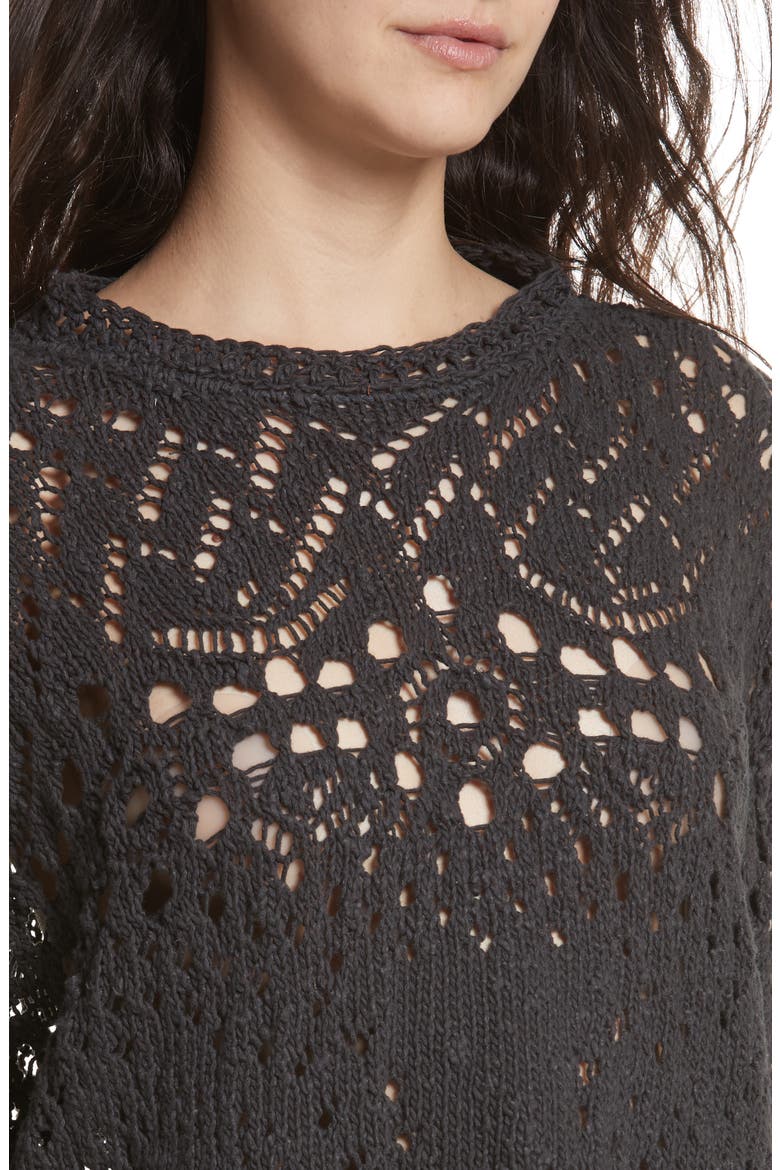 Traveling Lace Sweater, Alternate, color, CARBON