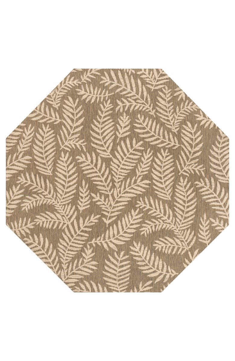 JONATHAN Y Nevis Palm Frond Octagon Indoor/Outdoor Area Rug, Main, color, Brown/Beige