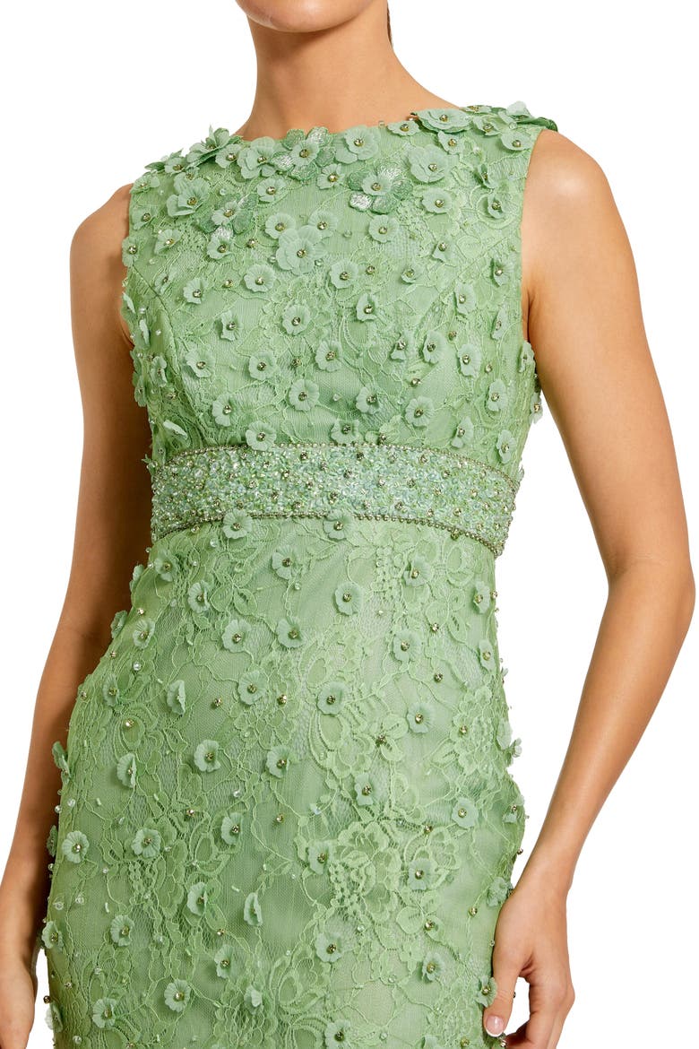Floral Appliqué High Neck Sleeveless Midi Dress, Alternate, color, Sage