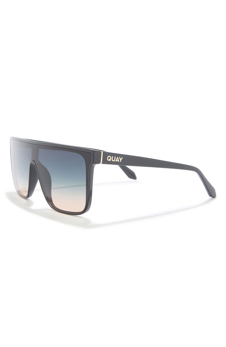 QUAY 138mm Nightfall Medium Shield Sunglasses, Alternate, color, Black/Taupe