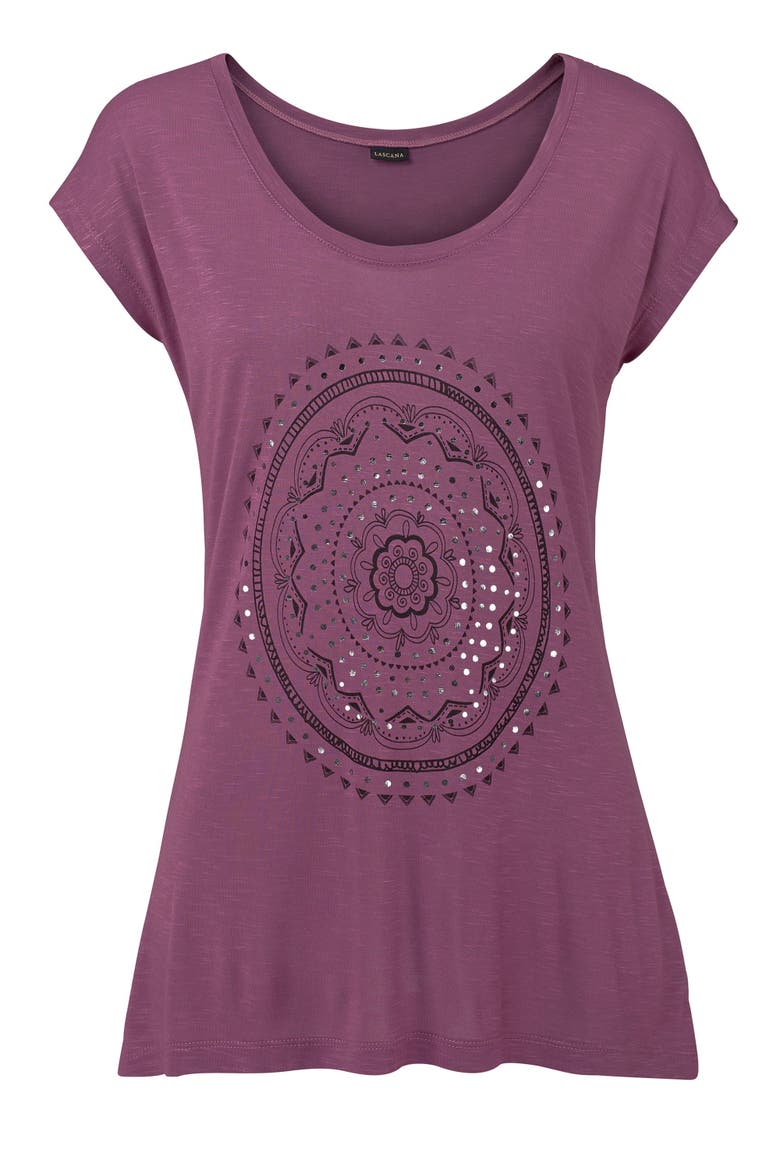 Mosaic Boho Print Top, Alternate, color, Berry