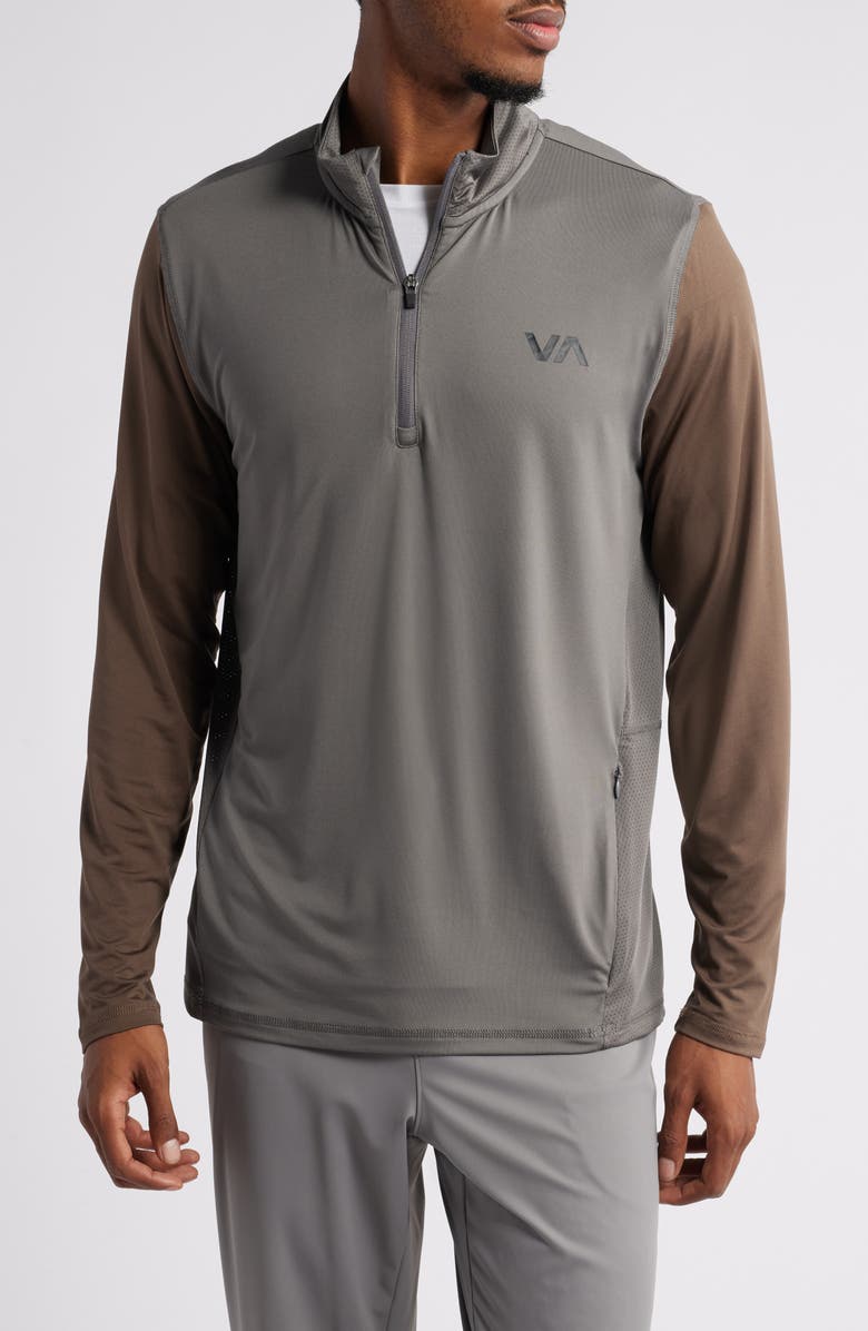 RVCA Recycled Polyester Blend Quarter Zip Pullover, Main, color, Graphite