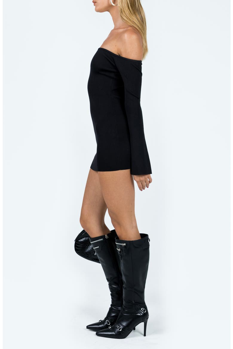 Parisa Off the Shoulder Long Sleeve Minidress, Alternate, color, BLACK