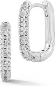 GLAZE JEWELRY Pavé Cubic Zirconia Oval Huggie Hoop Earrings