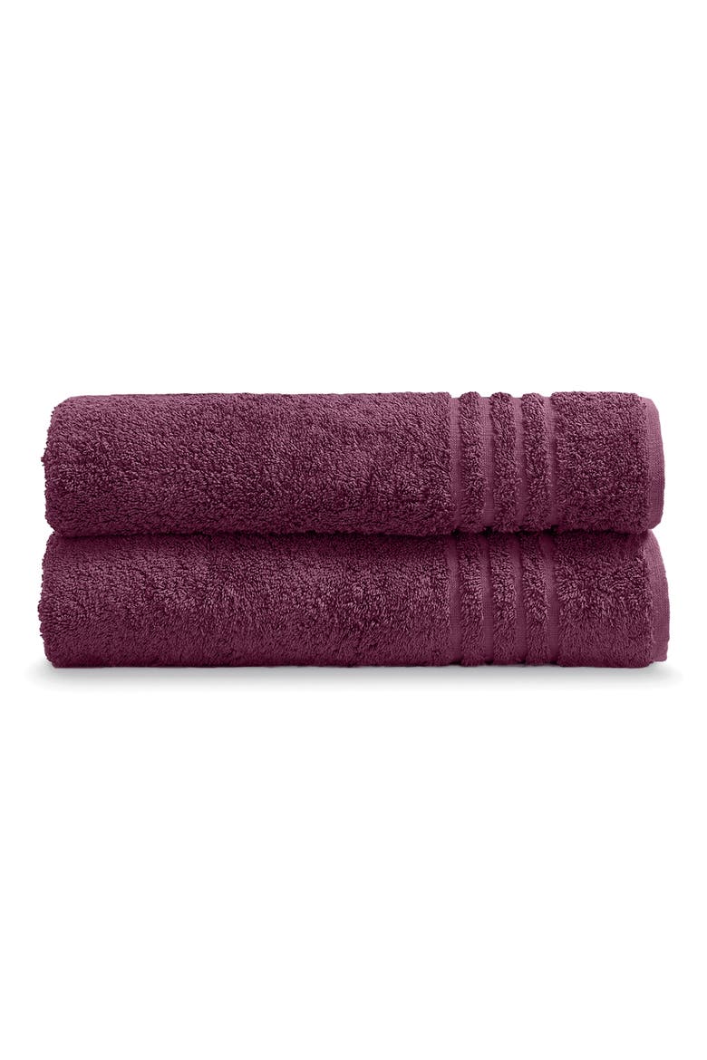 Solid Cotton 2-Piece Bath Towel Set, Main, color, PLUM