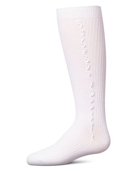 Ribbed Knee Sock with Wavy Line Ruffle (Toddler, Little Kid & Big Kid)