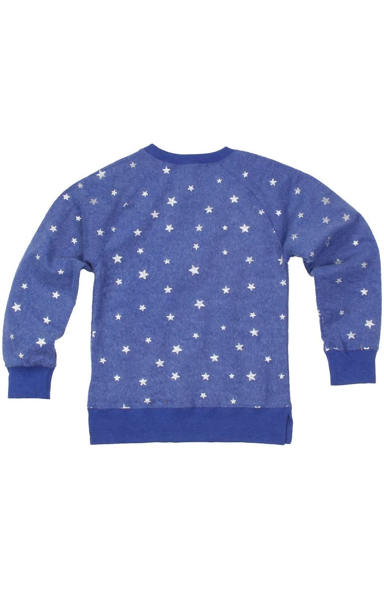 Wes & Willy Girls Youth Wes & Willy  Royal New York Giants Shimmer Star Reverse Fleece Pullover Sweatshirt, Alternate, color, 