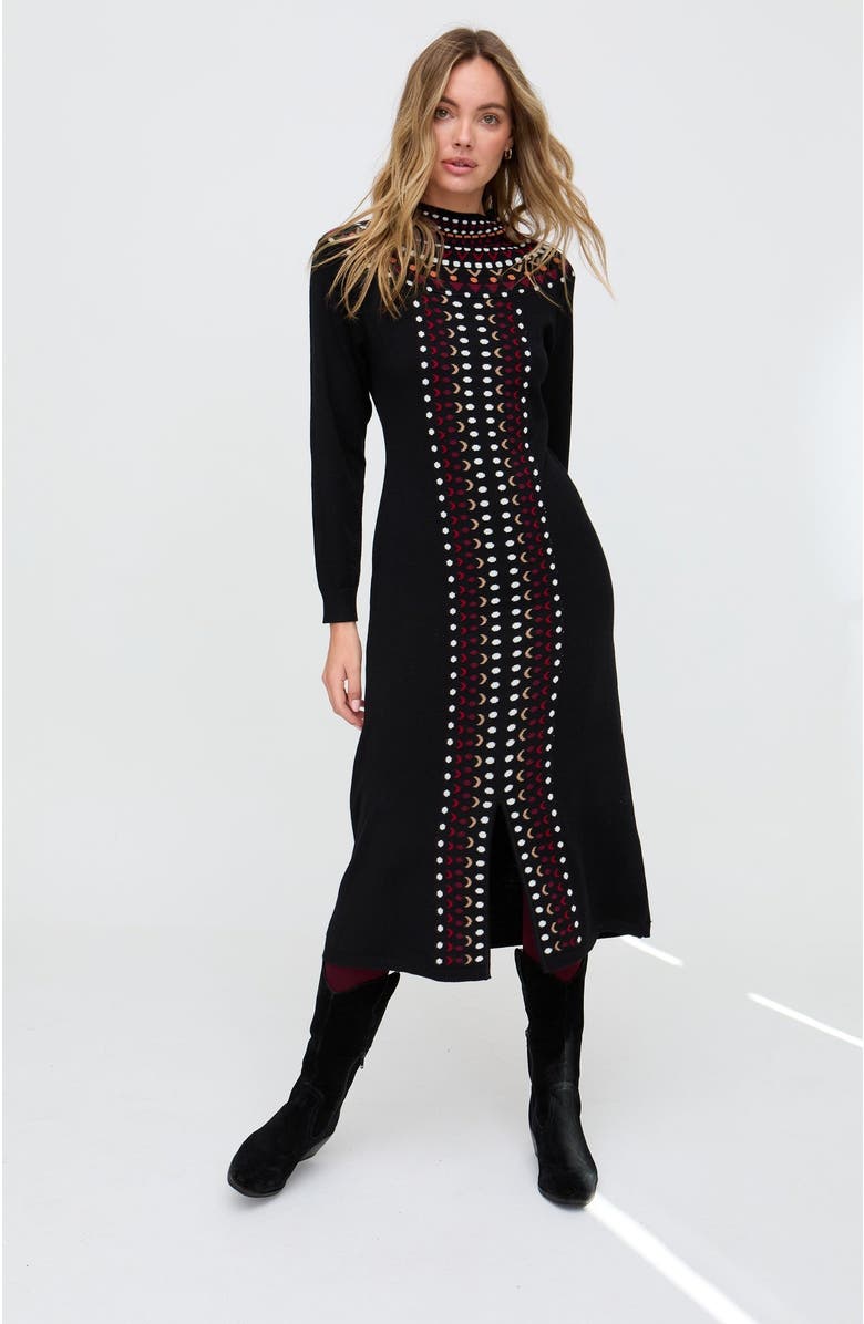 Raffya Jethro Geometric Printed Maxi Dress, Alternate, color, Black