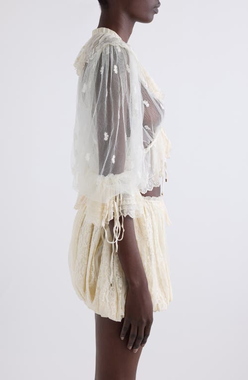 Chloé Ruffle Lace Crop Top In Whisper White
