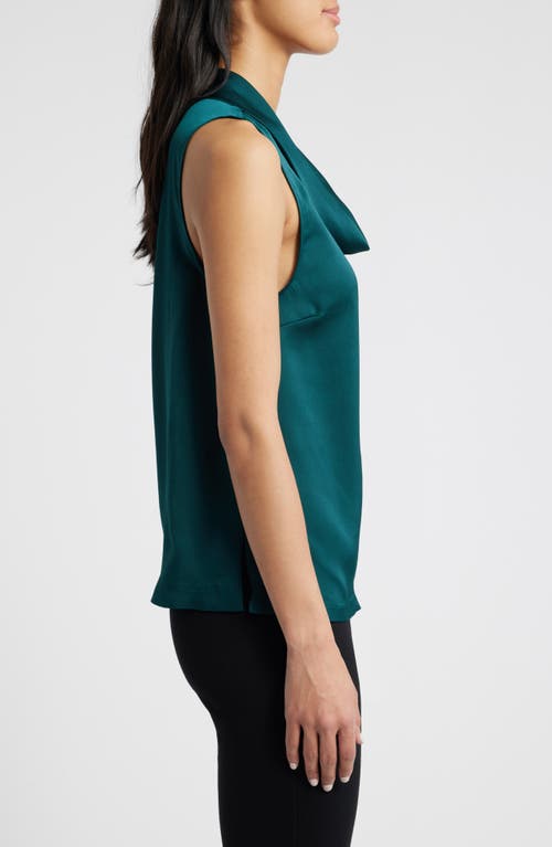 Vince Camuto Hammered Satin Sleeveless Cowl Neck Top In Blue