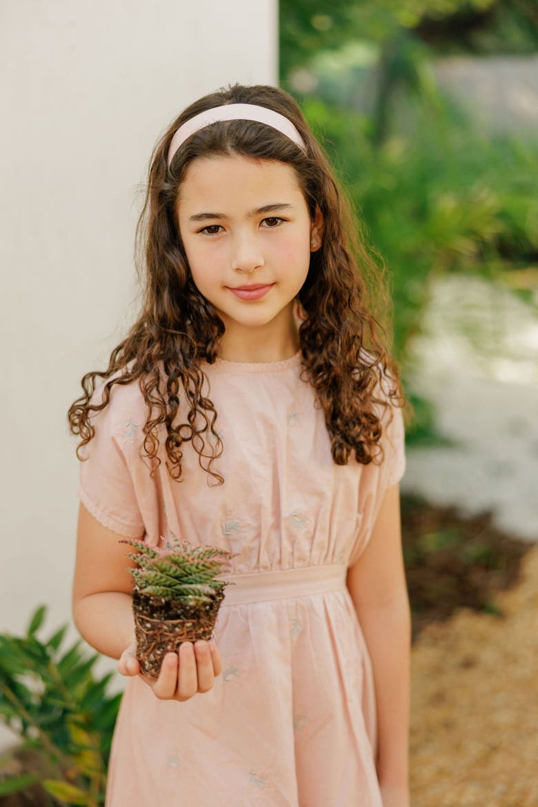 Looms Holland Collection - Girls Embroidered Floral Short Sleeve Dress, Alternate, color, Pink