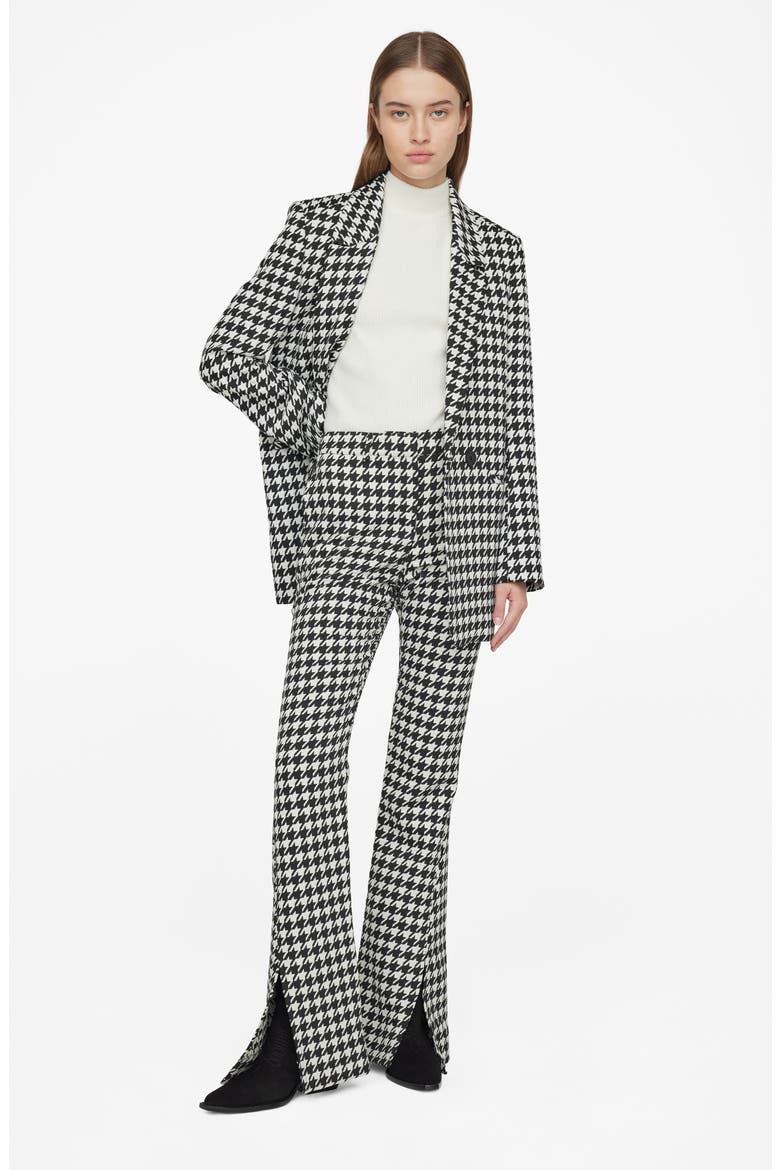 Jocelyn Houndstooth Check Flare Trousers, Alternate, color, BLACK/WHITE